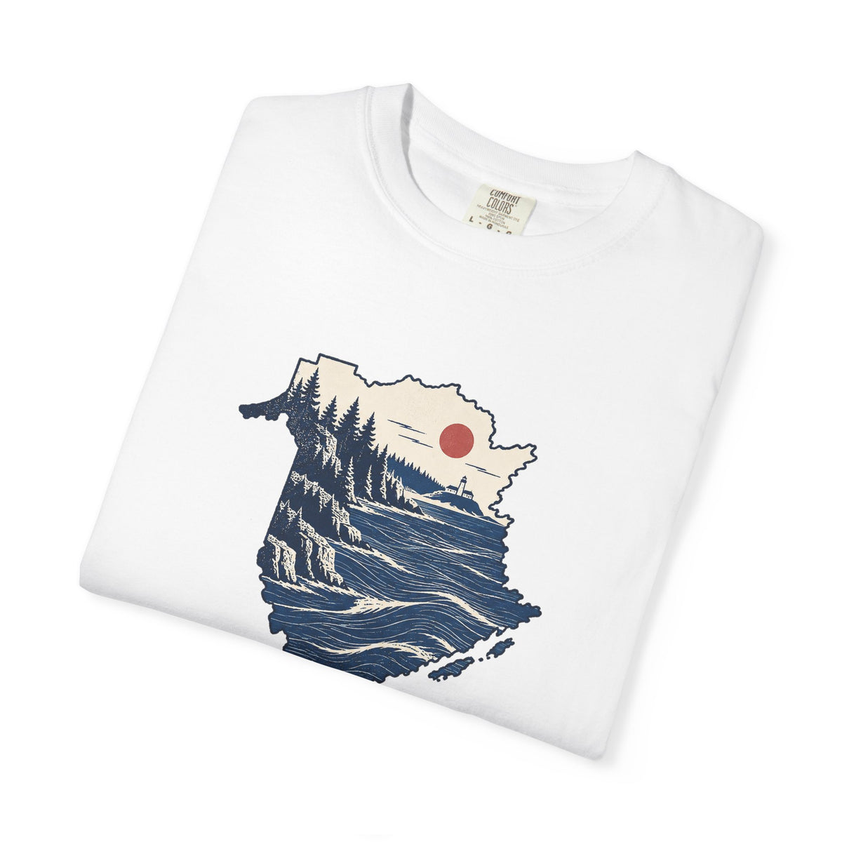 New Brunswick Adventure Map T-Shirt — Scenic Coastal Mountains Graphic