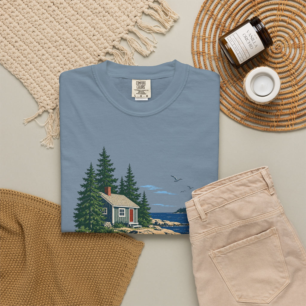 Coastal Cabin Tee — Canoe Shoreline Graphic T-Shirt