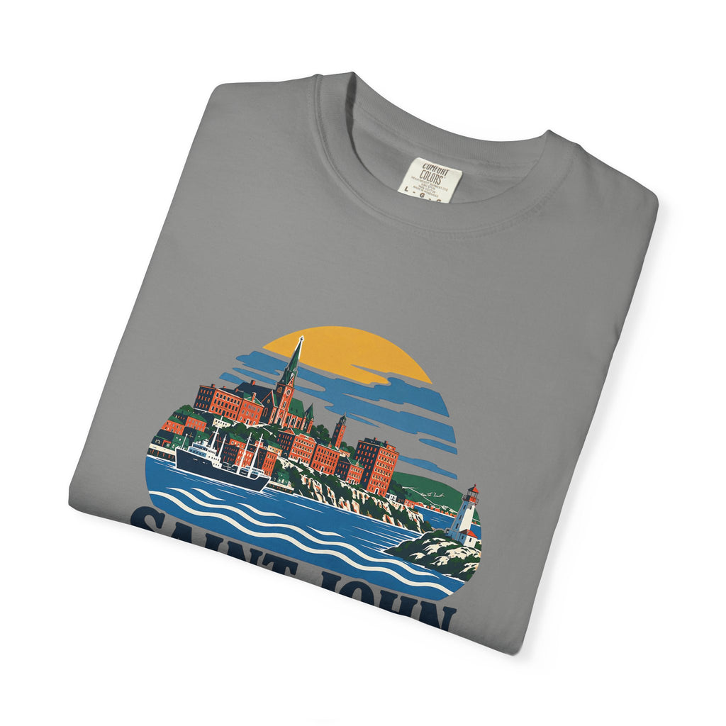 Saint John, New Brunswick Skyline T-Shirt — Vintage Coastal Souvenir Tee