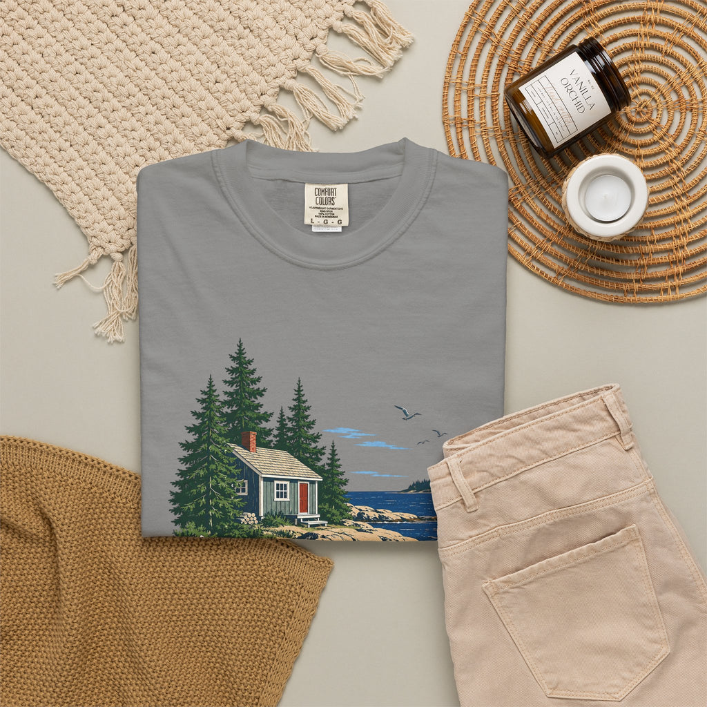 Coastal Cabin Tee — Canoe Shoreline Graphic T-Shirt