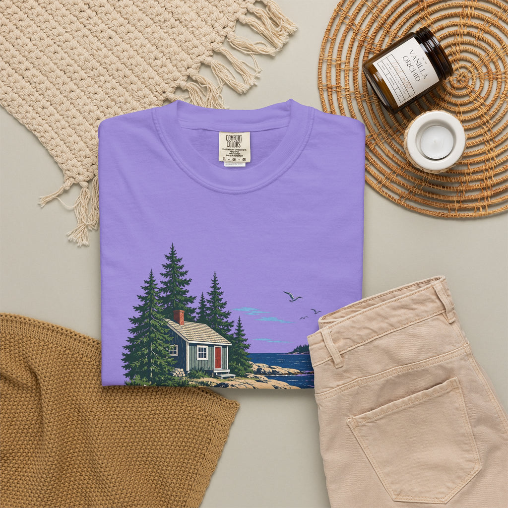 Coastal Cabin Tee — Canoe Shoreline Graphic T-Shirt