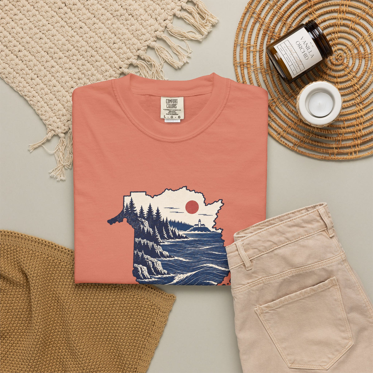 New Brunswick Adventure Map T-Shirt — Scenic Coastal Mountains Graphic