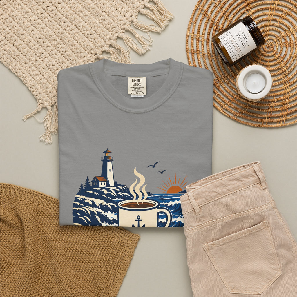 Coffee. Coast. Repeat. T-Shirt — Coastal Coffee Graphic Tee
