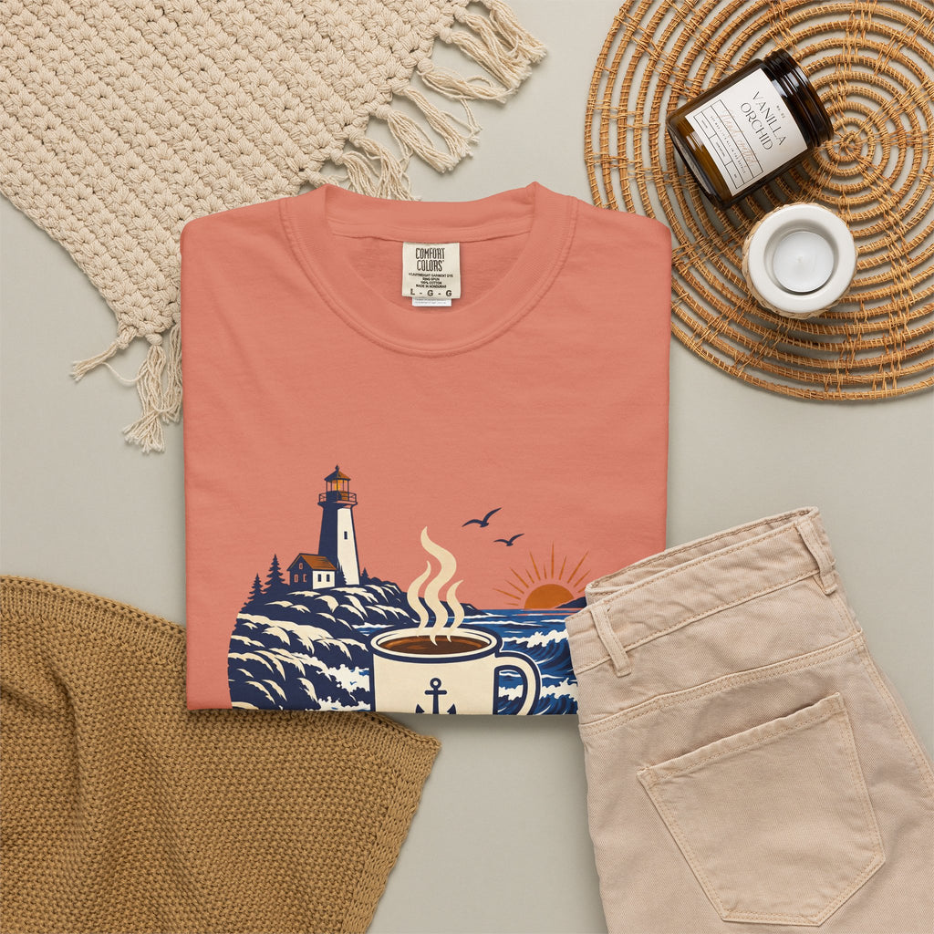Coffee. Coast. Repeat. T-Shirt — Coastal Coffee Graphic Tee
