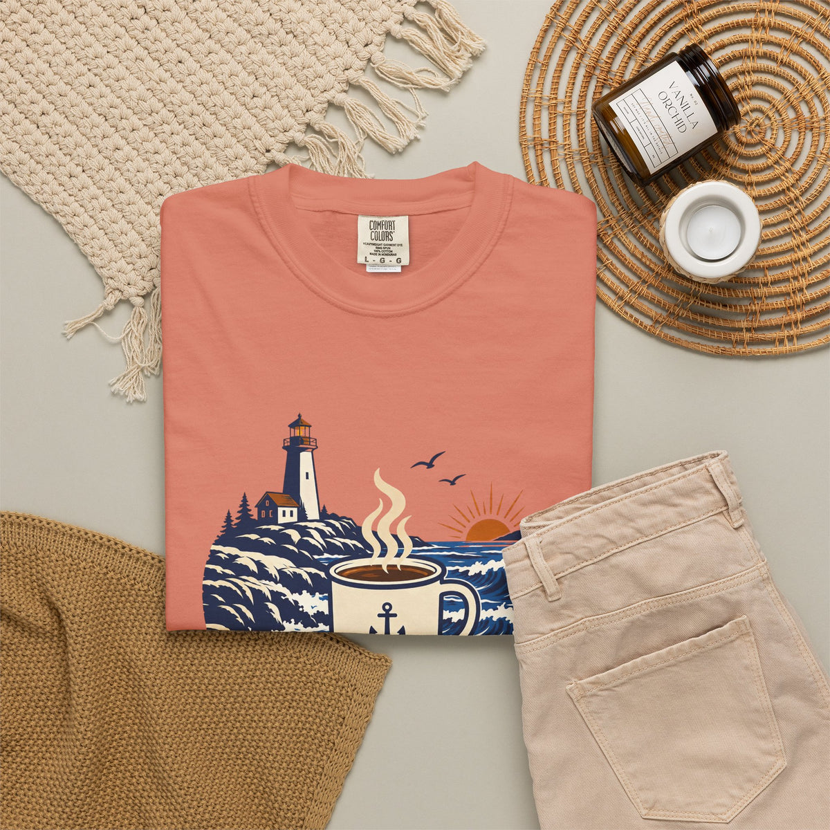 Coffee. Coast. Repeat. T-Shirt — Coastal Coffee Graphic Tee