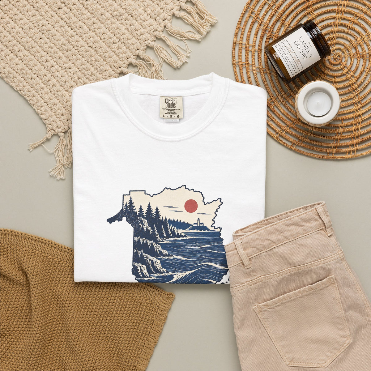 New Brunswick Adventure Map T-Shirt — Scenic Coastal Mountains Graphic