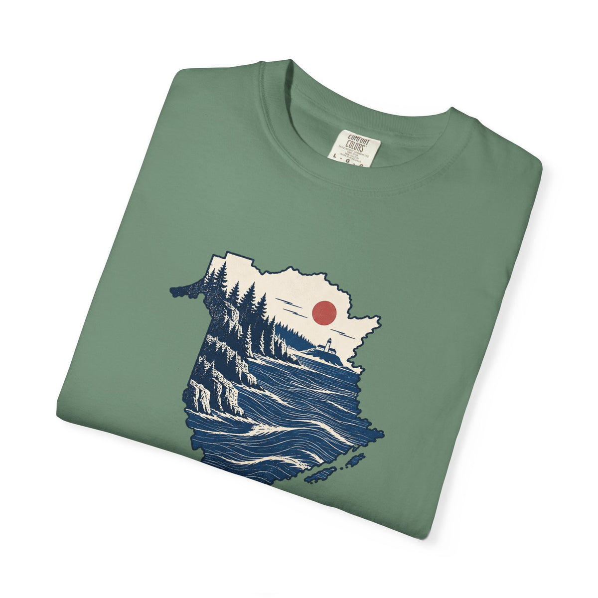 New Brunswick Adventure Map T-Shirt — Scenic Coastal Mountains Graphic