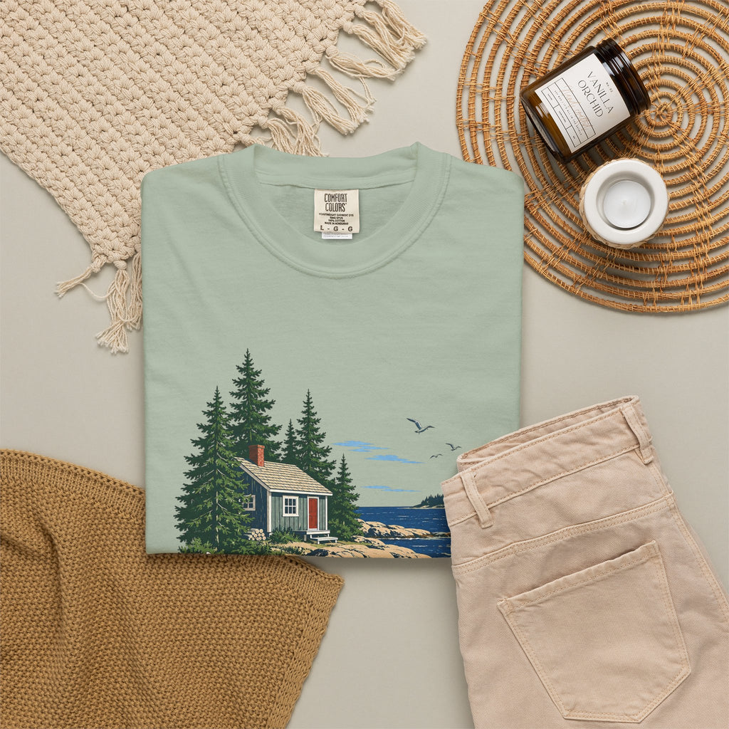 Coastal Cabin Tee — Canoe Shoreline Graphic T-Shirt