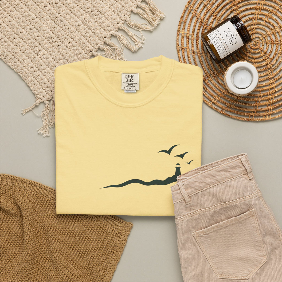 Coastal Lighthouse Tee – Minimal Seaside Graphic T-Shirt