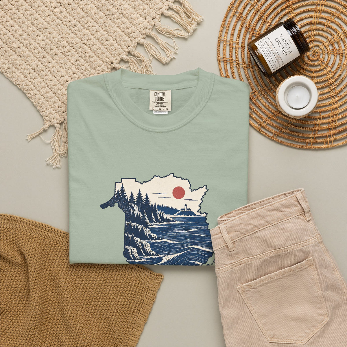 New Brunswick Adventure Map T-Shirt — Scenic Coastal Mountains Graphic