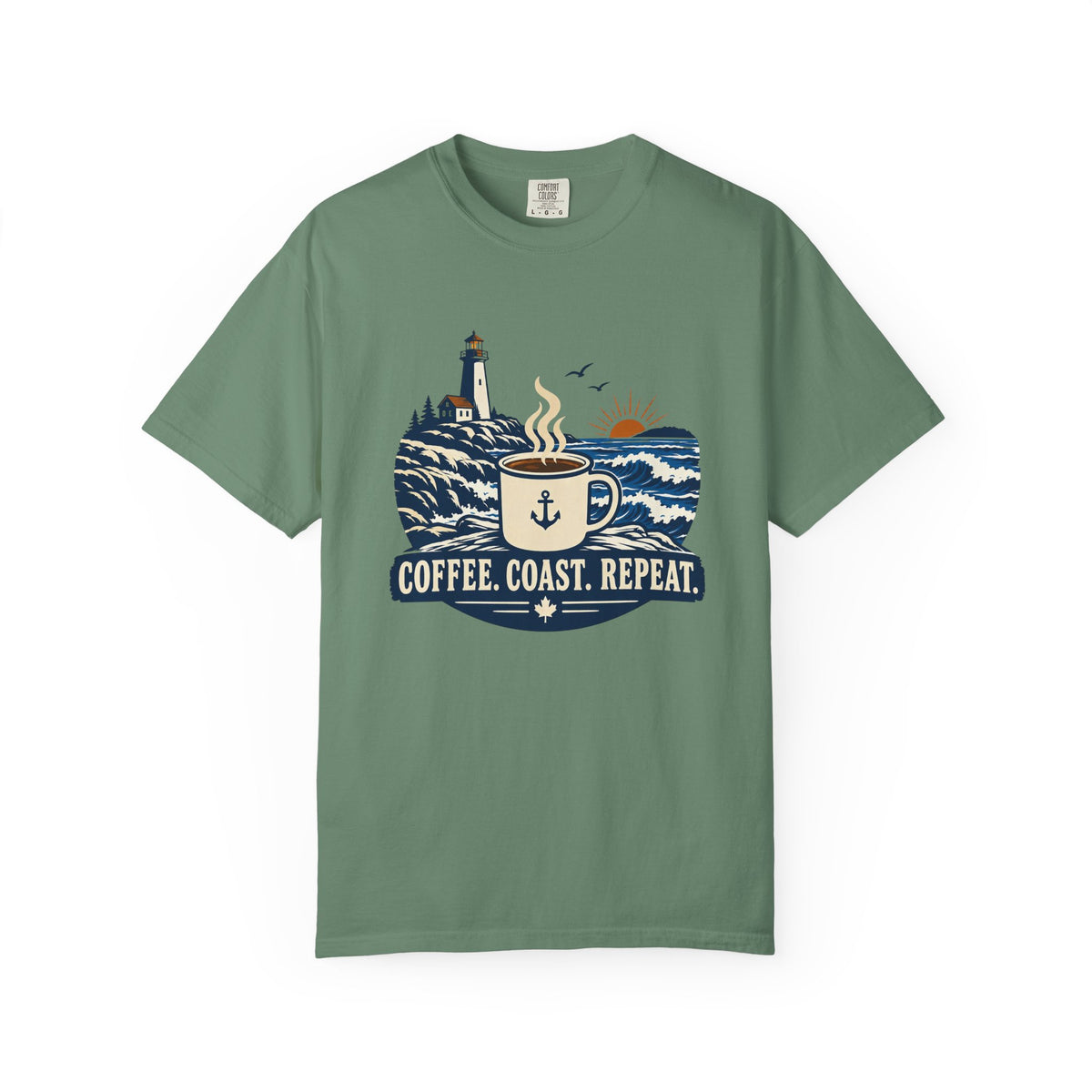 Coffee. Coast. Repeat. T-Shirt — Coastal Coffee Graphic Tee