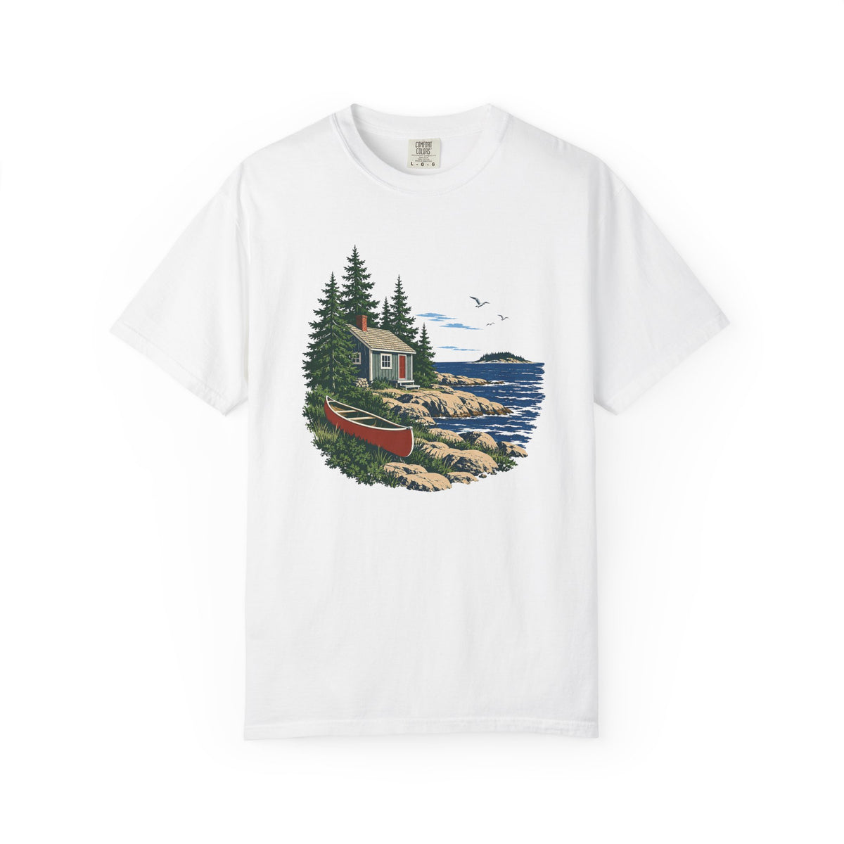 Coastal Cabin Tee — Canoe Shoreline Graphic T-Shirt