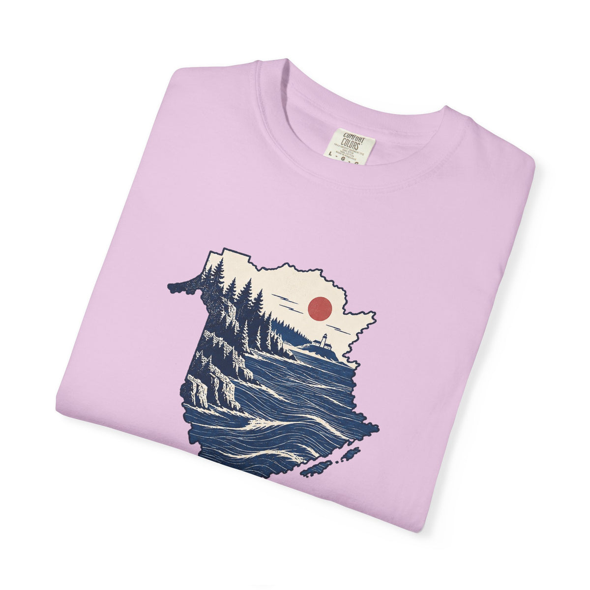 New Brunswick Adventure Map T-Shirt — Scenic Coastal Mountains Graphic