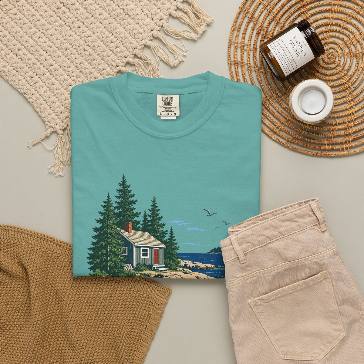 Coastal Cabin Tee — Canoe Shoreline Graphic T-Shirt