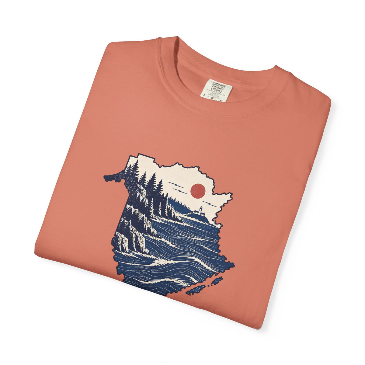 New Brunswick Adventure Map T-Shirt — Scenic Coastal Mountains Graphic