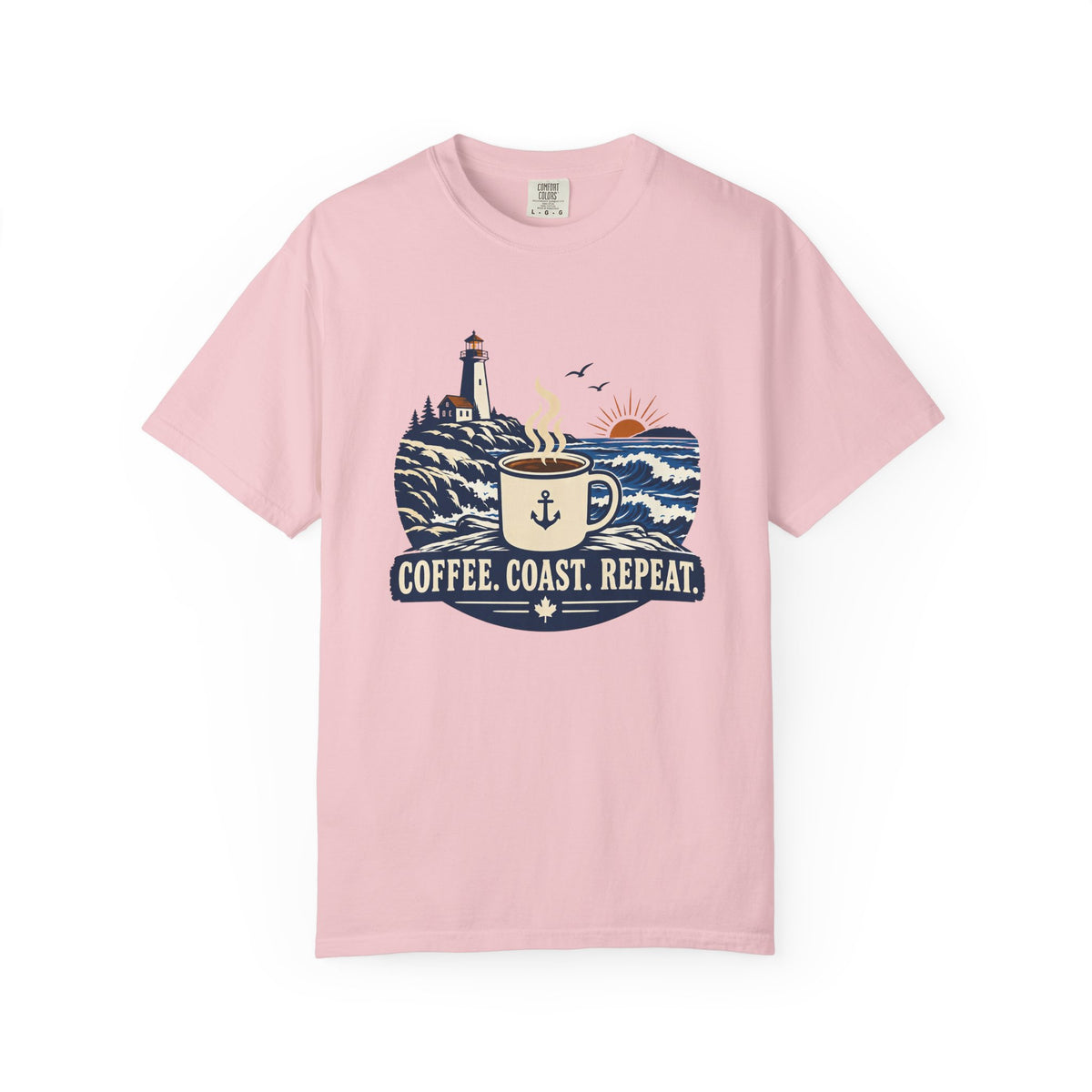 Coffee. Coast. Repeat. T-Shirt — Coastal Coffee Graphic Tee