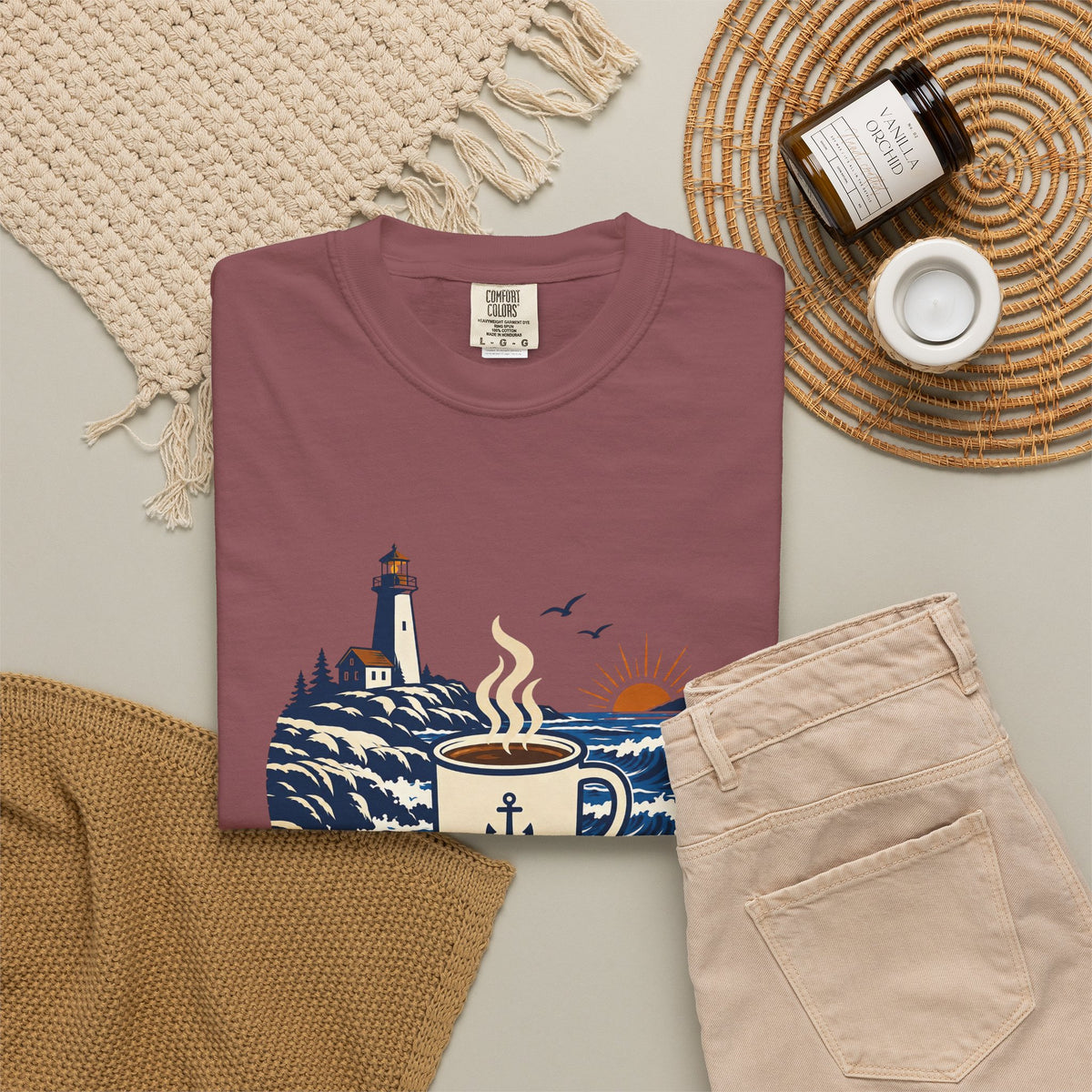 Coffee. Coast. Repeat. T-Shirt — Coastal Coffee Graphic Tee