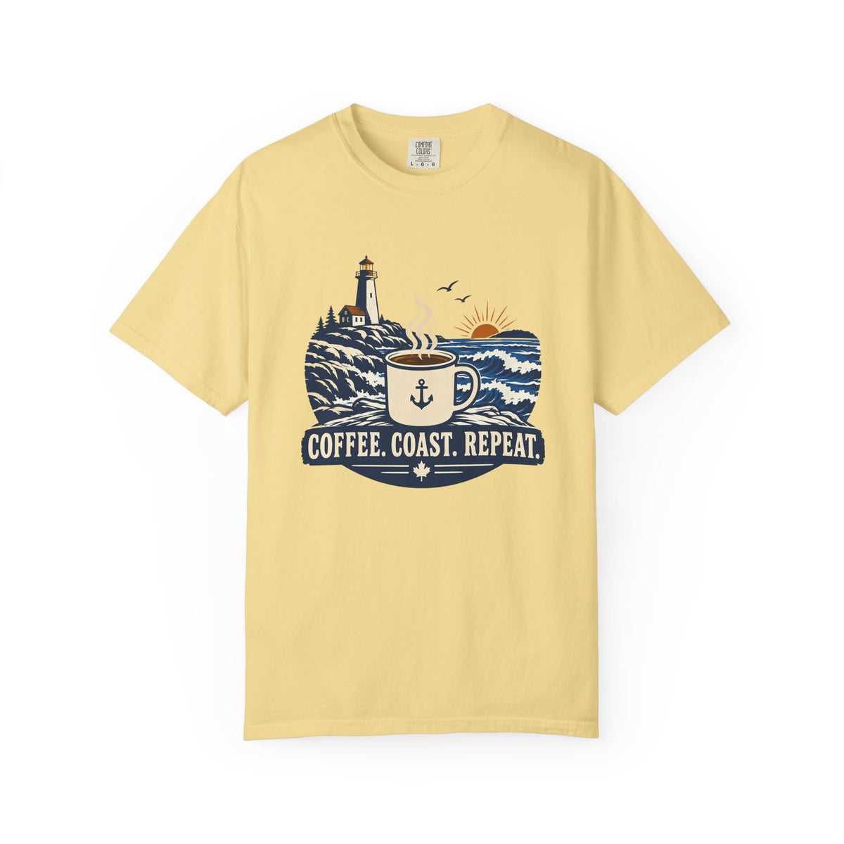 Coffee. Coast. Repeat. T-Shirt — Coastal Coffee Graphic Tee