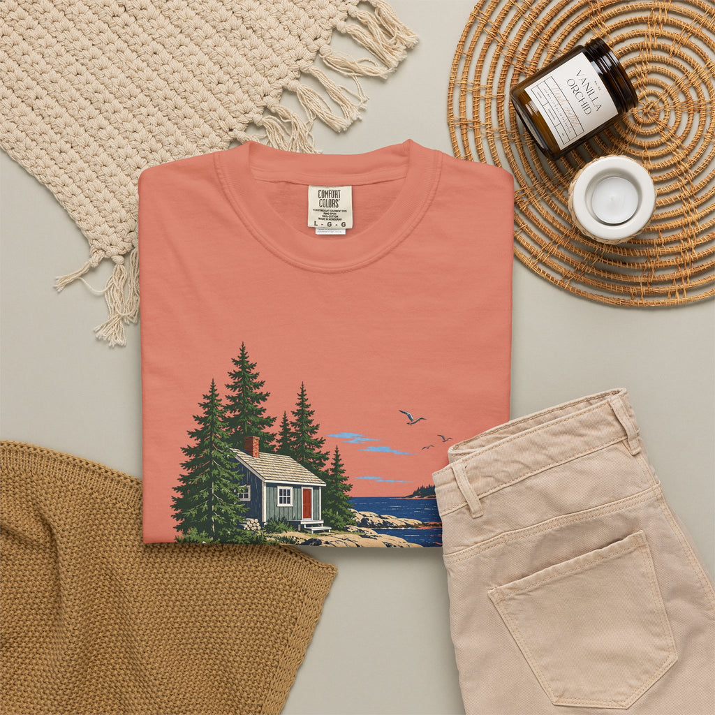 Coastal Cabin Tee — Canoe Shoreline Graphic T-Shirt
