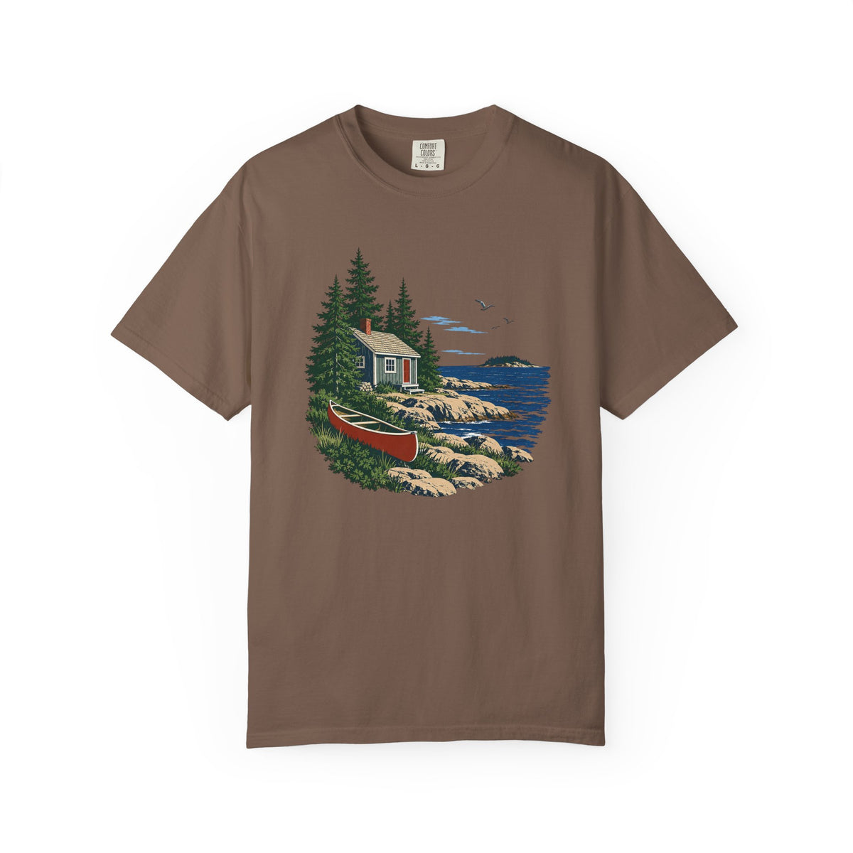 Coastal Cabin Tee — Canoe Shoreline Graphic T-Shirt