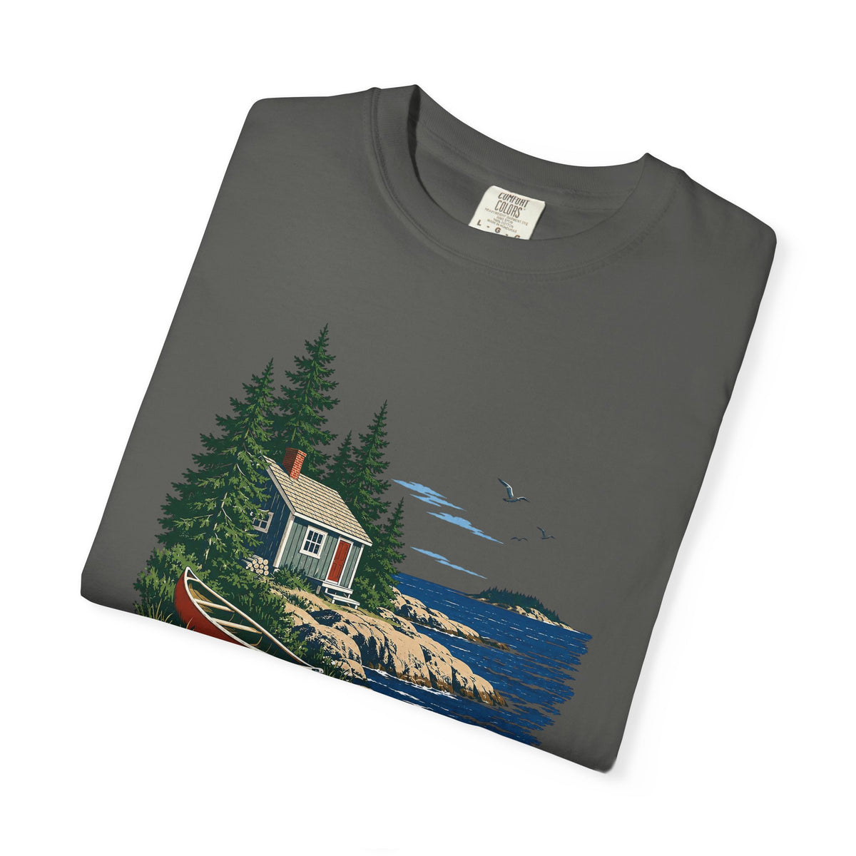 Coastal Cabin Tee — Canoe Shoreline Graphic T-Shirt