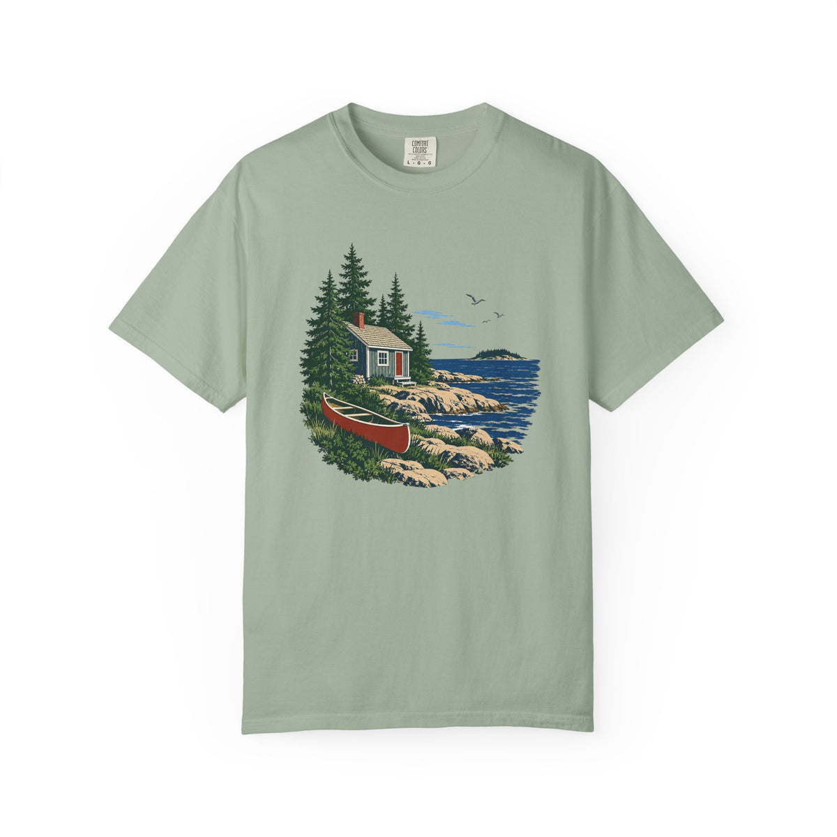 Coastal Cabin Tee — Canoe Shoreline Graphic T-Shirt