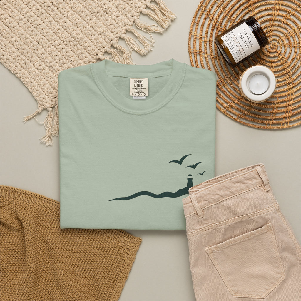 Coastal Lighthouse Tee – Minimal Seaside Graphic T-Shirt