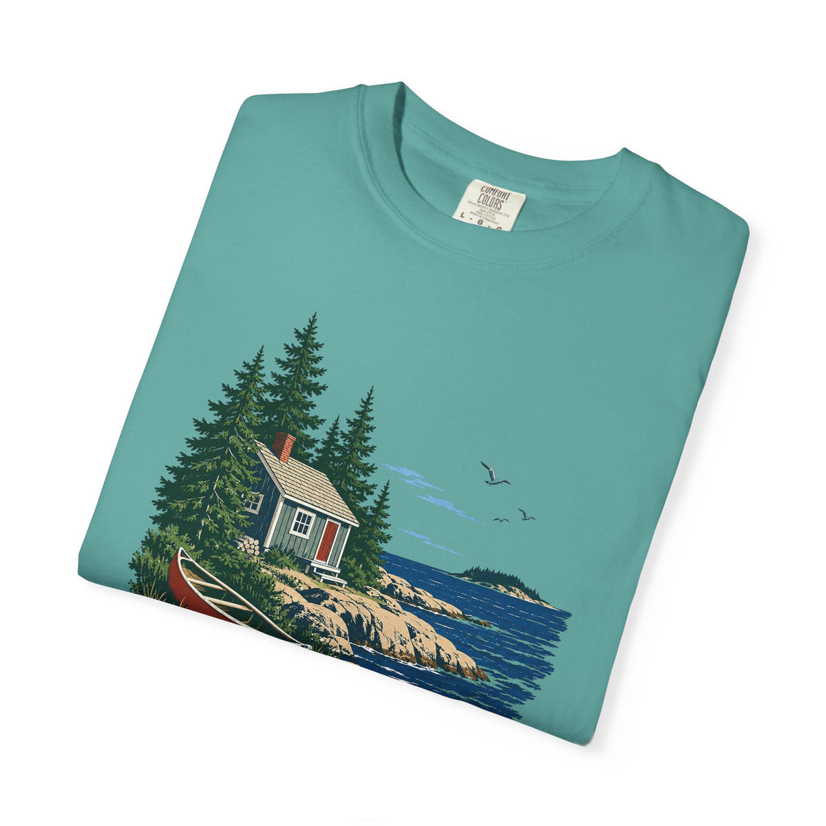 Coastal Cabin Tee — Canoe Shoreline Graphic T-Shirt