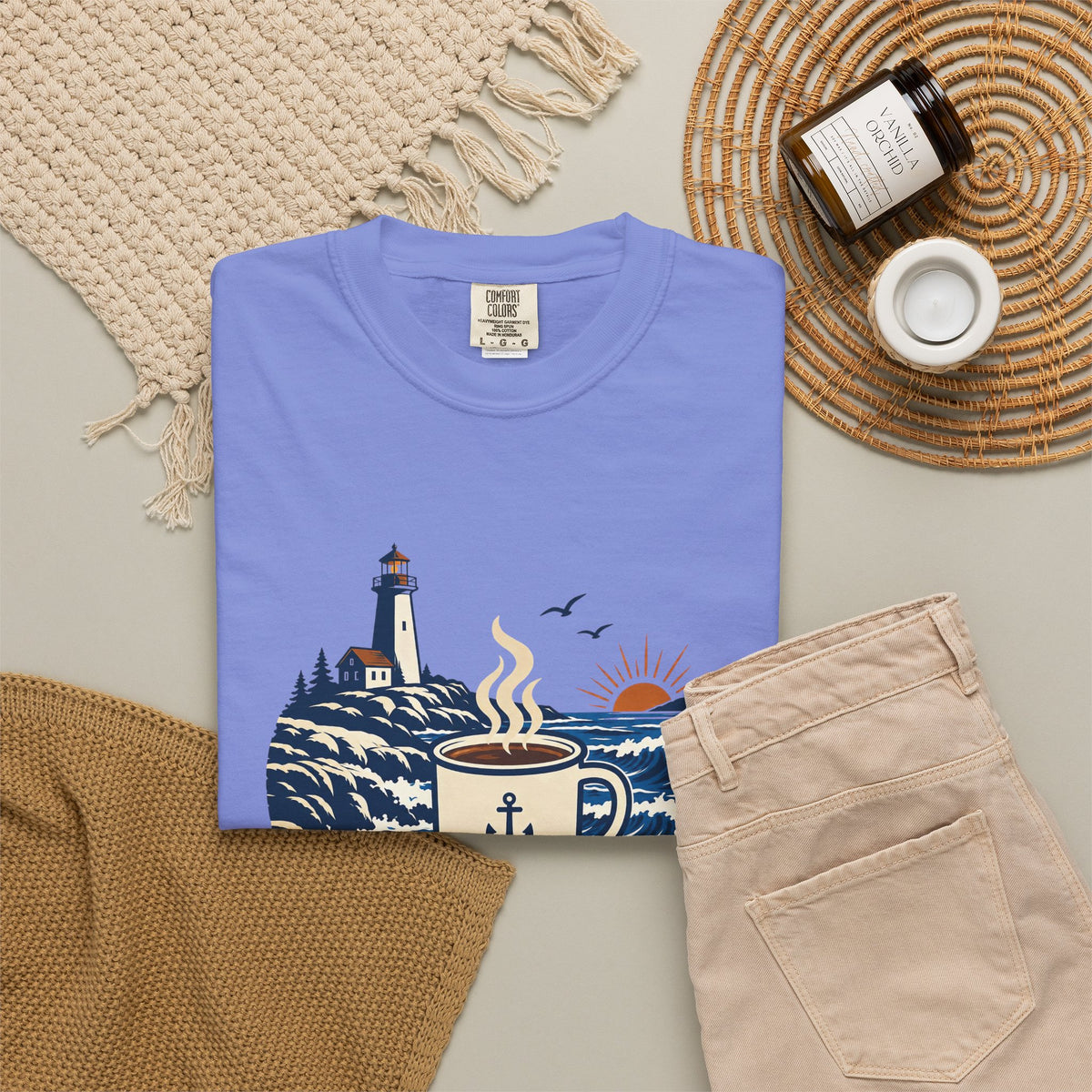 Coffee. Coast. Repeat. T-Shirt — Coastal Coffee Graphic Tee