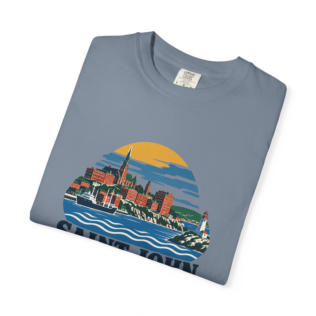 Saint John, New Brunswick Skyline T-Shirt — Vintage Coastal Souvenir Tee