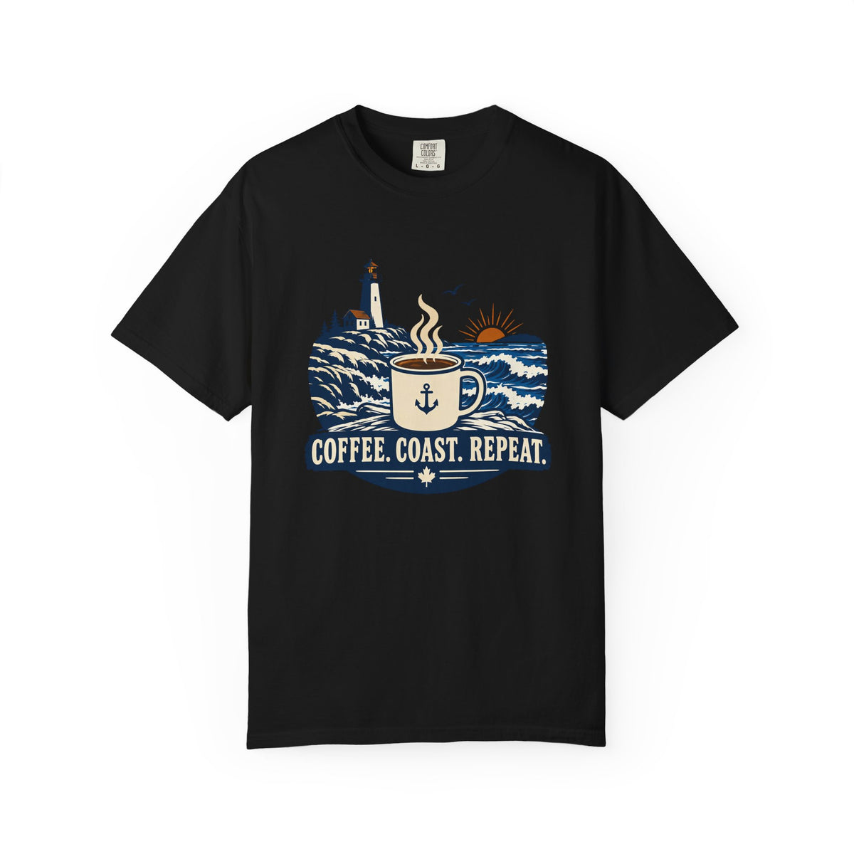 Coffee. Coast. Repeat. T-Shirt — Coastal Coffee Graphic Tee