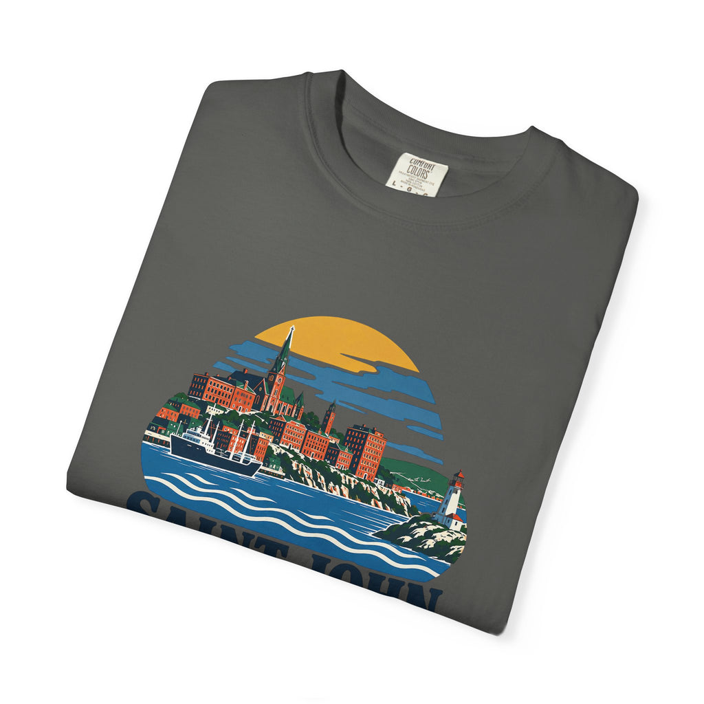 Saint John, New Brunswick Skyline T-Shirt — Vintage Coastal Souvenir Tee
