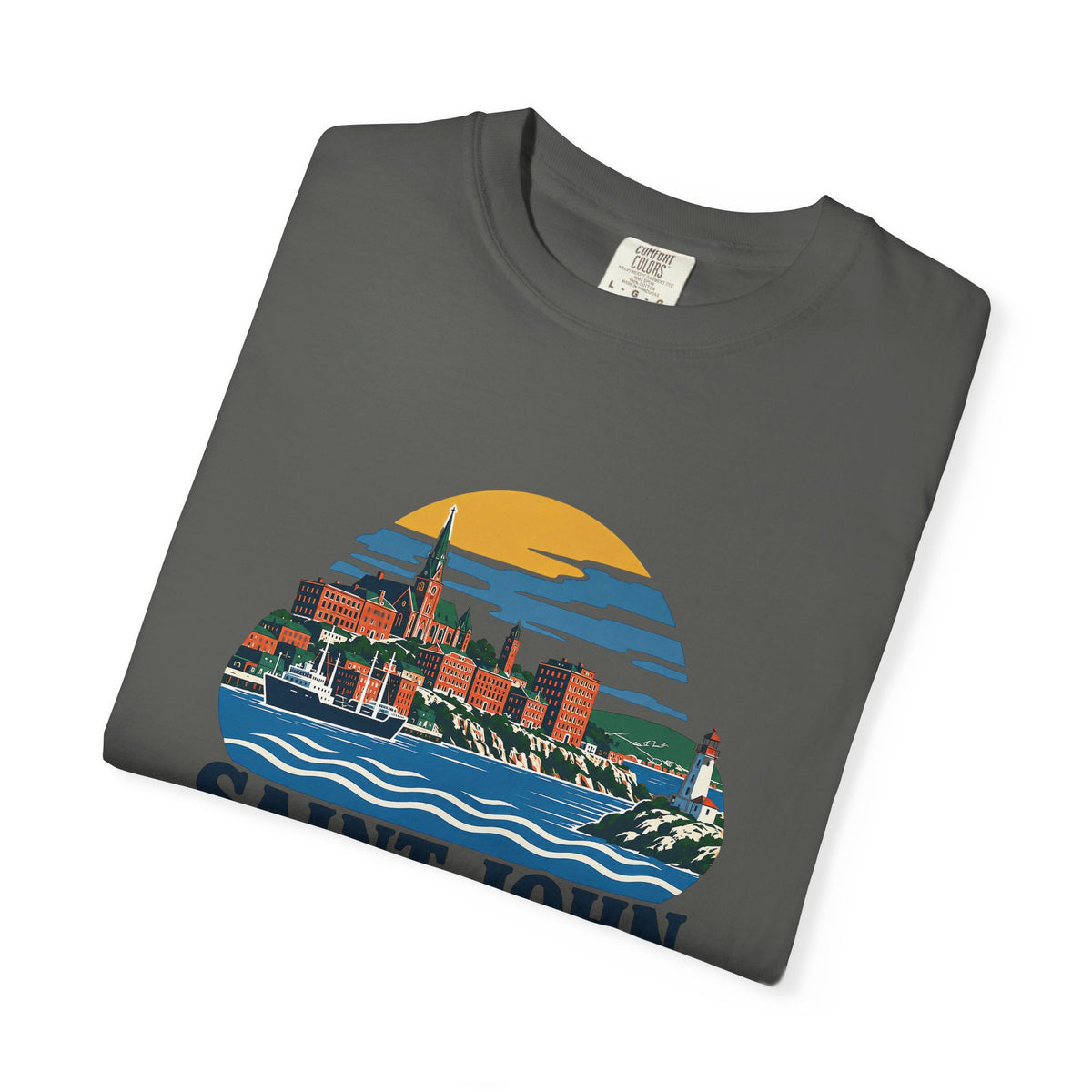 Saint John, New Brunswick Skyline T-Shirt — Vintage Coastal Souvenir Tee