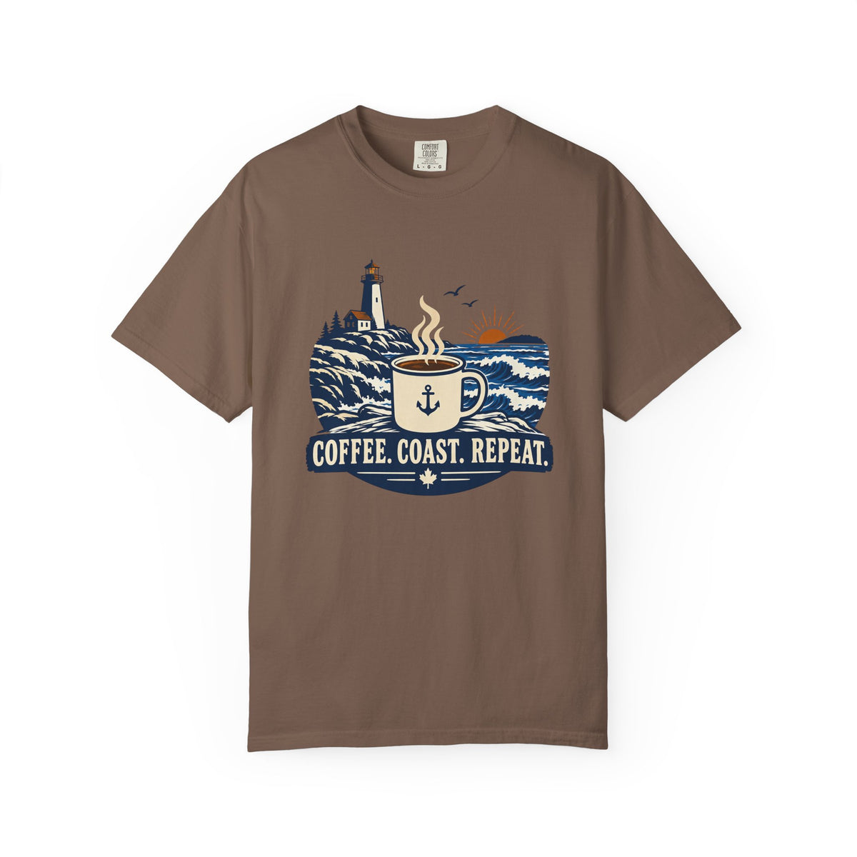 Coffee. Coast. Repeat. T-Shirt — Coastal Coffee Graphic Tee