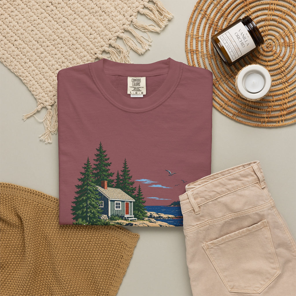 Coastal Cabin Tee — Canoe Shoreline Graphic T-Shirt