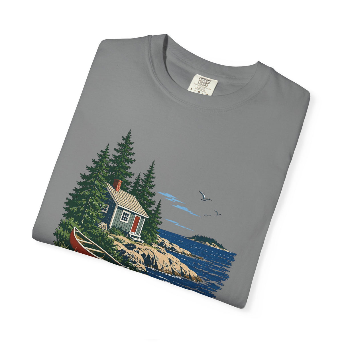 Coastal Cabin Tee — Canoe Shoreline Graphic T-Shirt