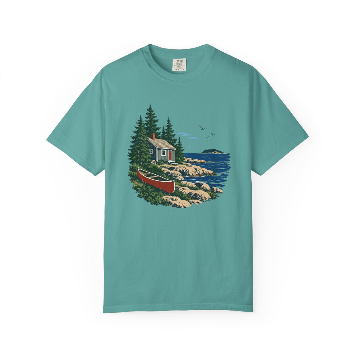 Coastal Cabin Tee — Canoe Shoreline Graphic T-Shirt