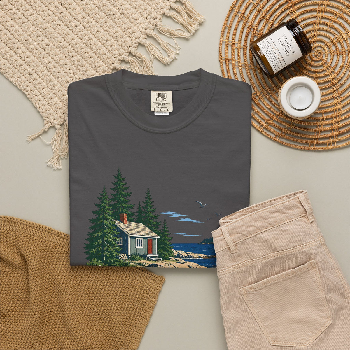 Coastal Cabin Tee — Canoe Shoreline Graphic T-Shirt