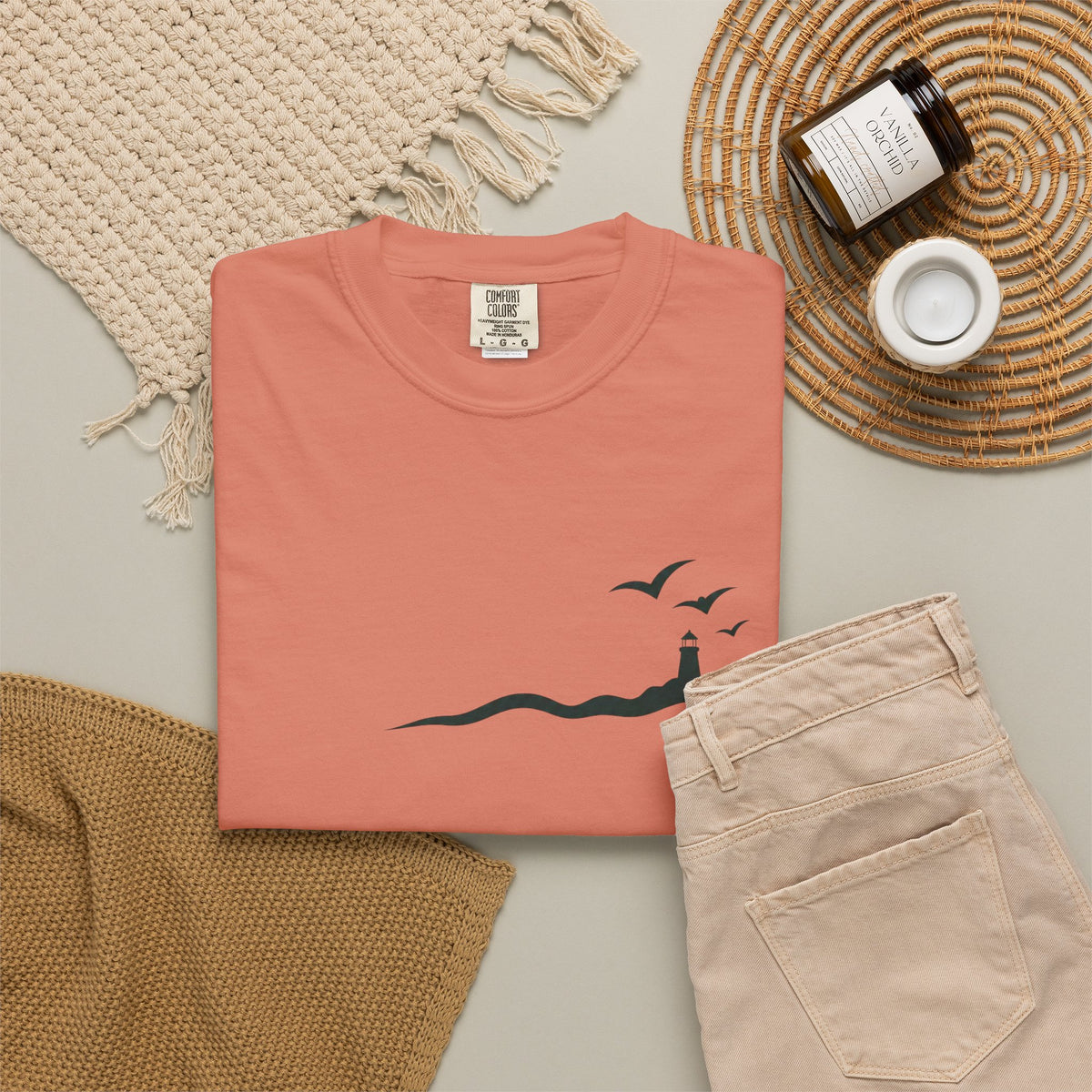 Coastal Lighthouse Tee – Minimal Seaside Graphic T-Shirt