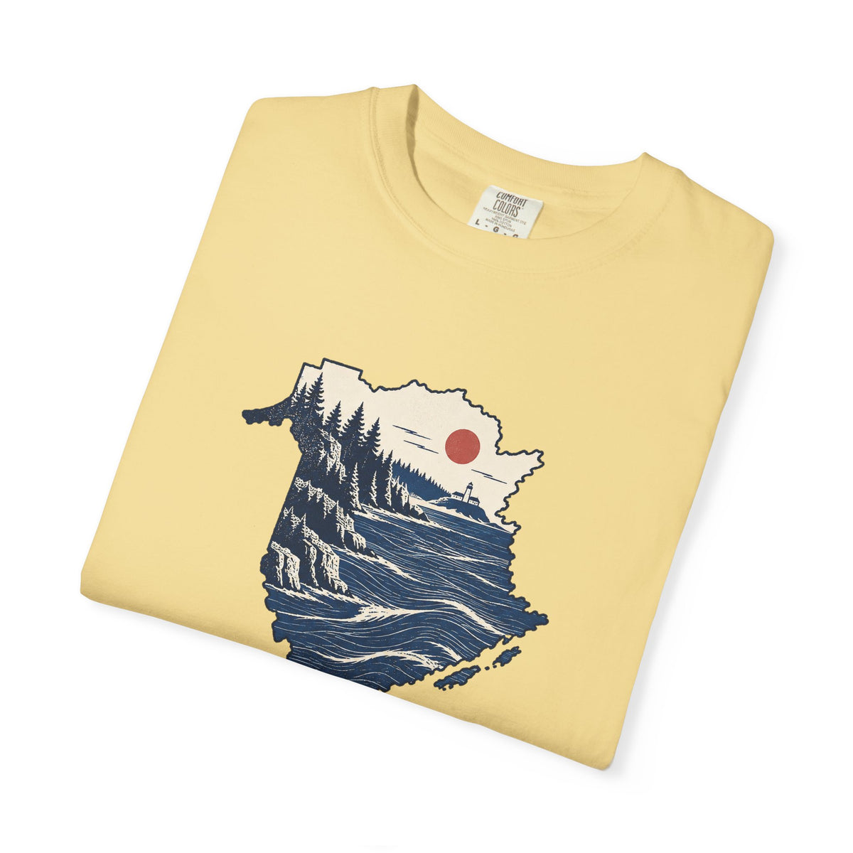 New Brunswick Adventure Map T-Shirt — Scenic Coastal Mountains Graphic