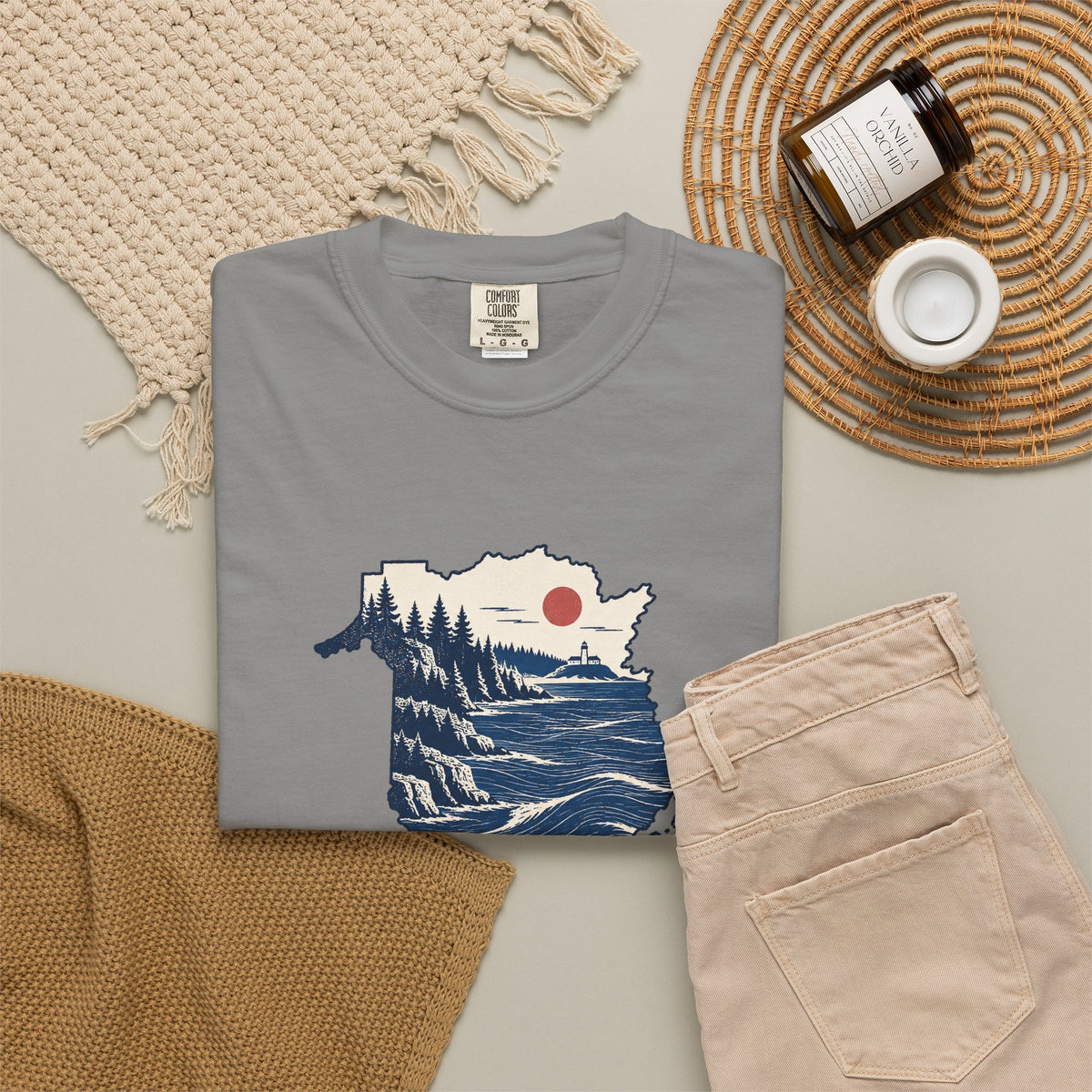 New Brunswick Adventure Map T-Shirt — Scenic Coastal Mountains Graphic