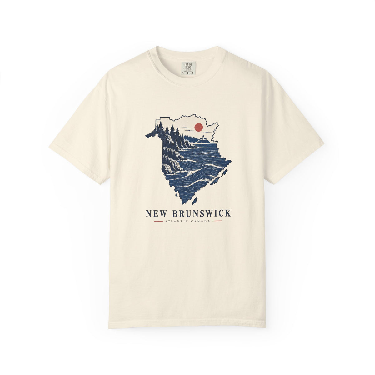 New Brunswick Adventure Map T-Shirt — Scenic Coastal Mountains Graphic
