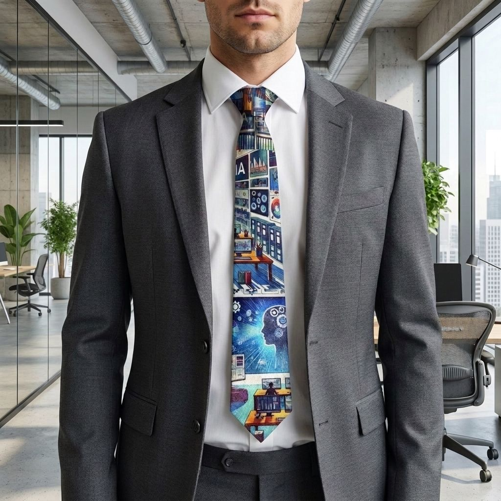 One-of-a-Kind Surreal Zipper Tie